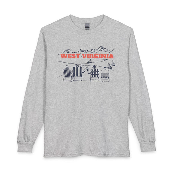 West Virginia Après-ski Long Sleeve Shirt - Mountain Retro Skiing