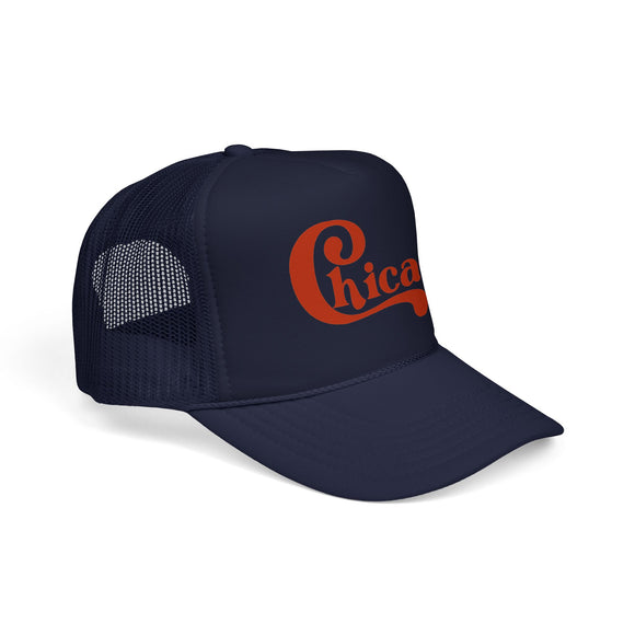 Chicago Retro Foam Trucker Hat - Vintage Orange