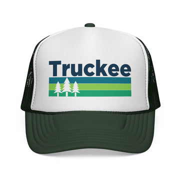 Buy dark-green Truckee, California Retro Trees Trucker Hat - Vintage Style Truckee Cap