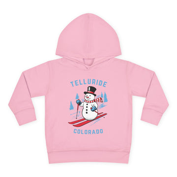 Buy pink Telluride, Colorado Toddler Hoodie - Unisex Telluride Skiing Snowman Sweatshirt