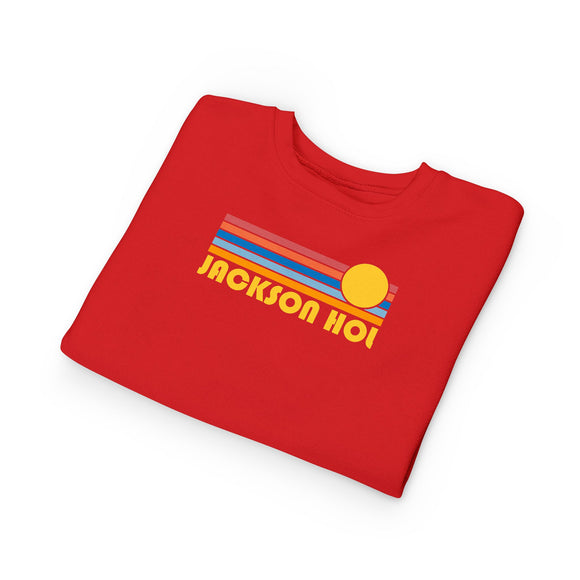 Jackson Hole, Wyoming Toddler Sweatshirt - Retro Sun Jackson Hole Toddler Crewneck Sweatshirt