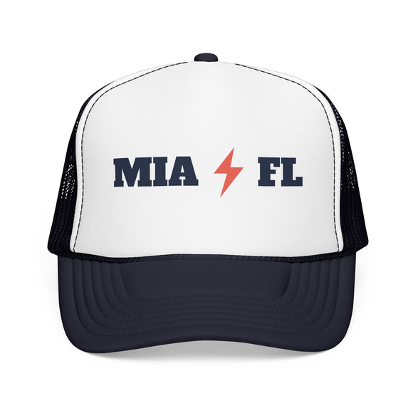 Miami, Florida Retro Trucker Hat - Lightning Foam Cap