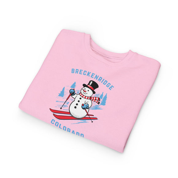 Breckenridge, Colorado Toddler Sweatshirt - Skiing Snowman Breckenridge Toddler Crewneck Sweatshirt