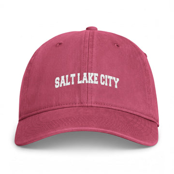 Buy crimson Salt Lake City, Utah Washed Baseball Cap - Vintage Coastal Comfort Colors