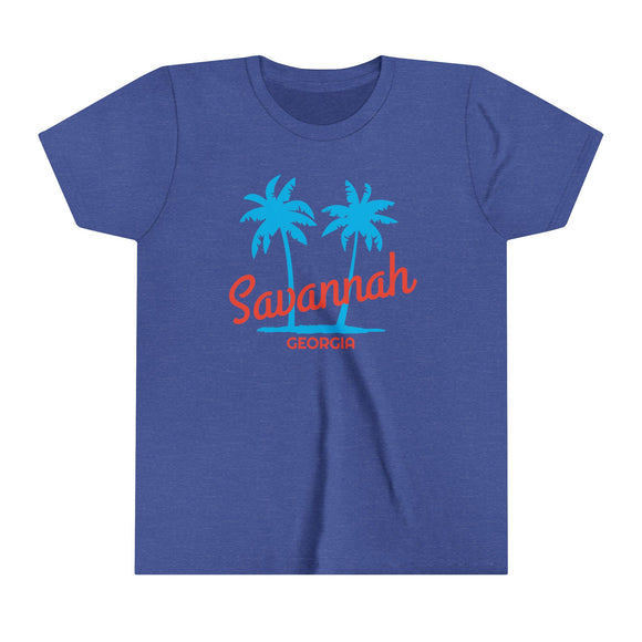 Savannah, Georgia Youth Shirt - Retro Palm Tree Savannah Kid's T-Shirt