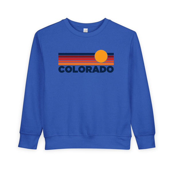 Colorado Toddler Sweatshirt - Retro Sun Colorado Toddler Crewneck Sweatshirt