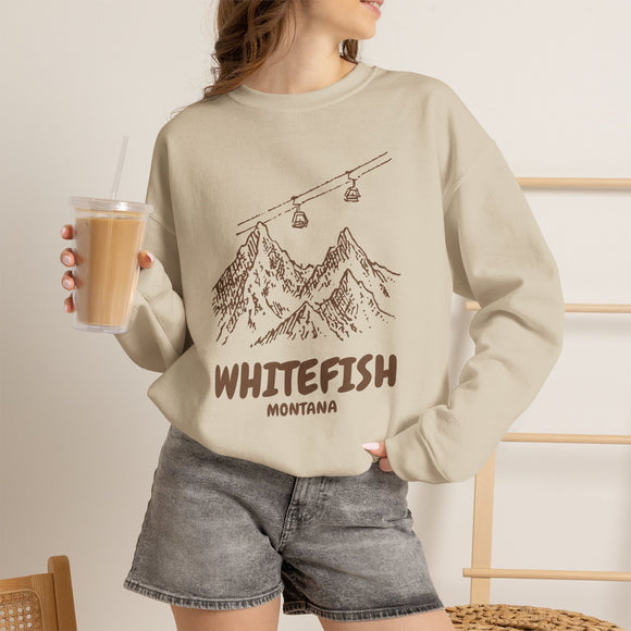 Whitefish, Montana Mountain Gondola Sweatshirt, Travel Graphic