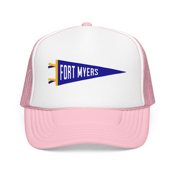 Buy light-pink-white Fort Myers, Florida Pennant Trucker Hat — Retro Flag Foam Cap
