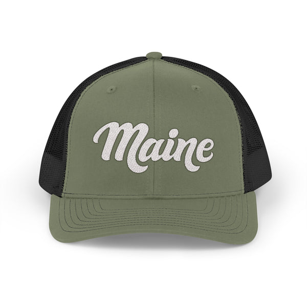 Maine Snapback Trucker Cap - Embroidered Maine Hat