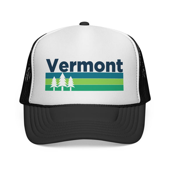 Vermont Retro Trees Trucker Hat - Vintage Style Vermont Cap