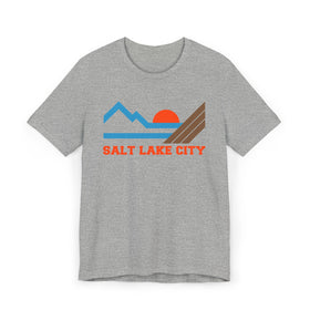 Buy athletic-heather Salt Lake City, Utah Retro Mountains Sunset T-Shirt | Vintage Salt Lake City Tee