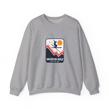 Buy sport-grey Jackson Hole, Wyoming Sweatshirt - Unisex Snow Ski Jump Jackson Hole Sweatshirt