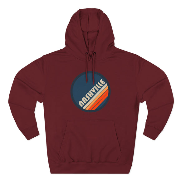Premium Nashville, Tennessee Retro Circle Hoodie — Vintage 70s Striped Logo Pullover