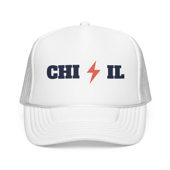 Chicago, Illinois Retro Trucker Hat - Lightning Foam Cap