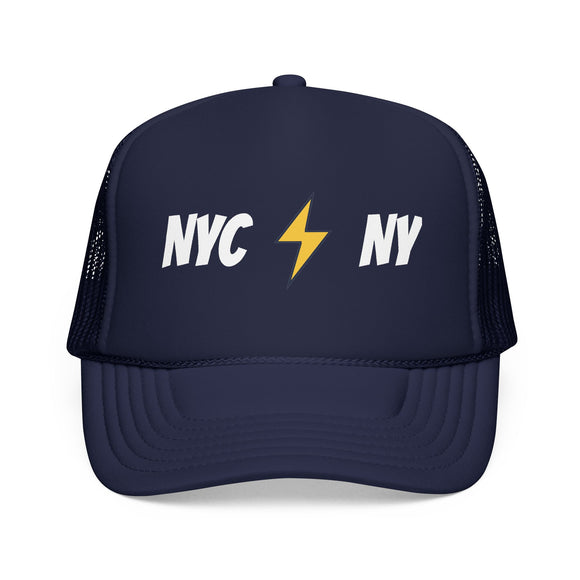 New York City, New York Retro Trucker Hat - Lightning Foam Cap