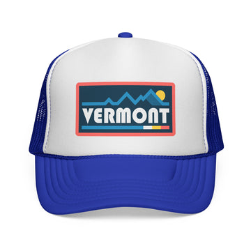 Buy royal Vermont Retro Mountains Trucker Hat - Vintage Style Vermont Cap