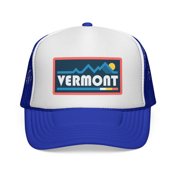Vermont Retro Mountains Trucker Hat - Vintage Style Vermont Cap