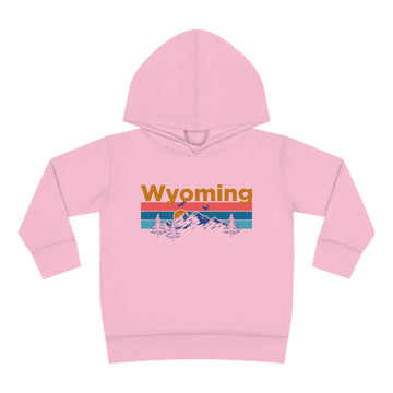 Buy pink Wyoming Toddler Hoodie - Retro Mountain Sun Unisex Wyoming Toddler Sweatshirt