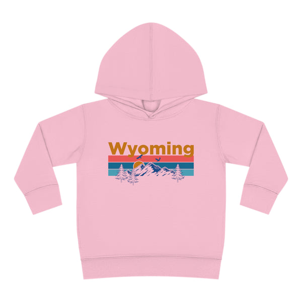 Wyoming Toddler Hoodie - Retro Mountain Sun Unisex Wyoming Toddler Sweatshirt