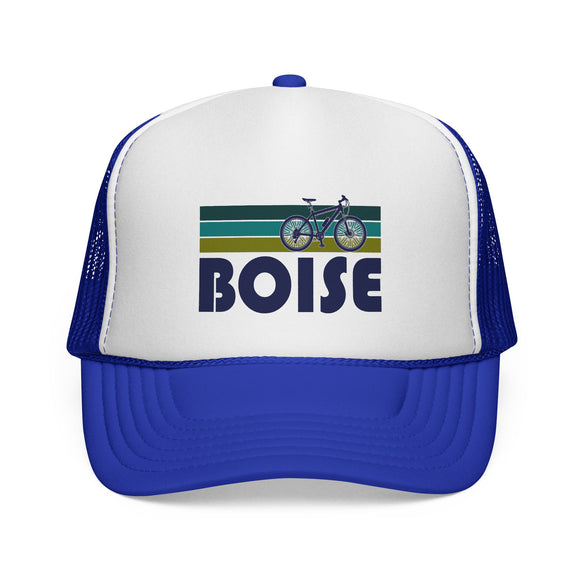 Boise, Idaho Retro Bike Trucker Hat - Vintage Style Boise Cap