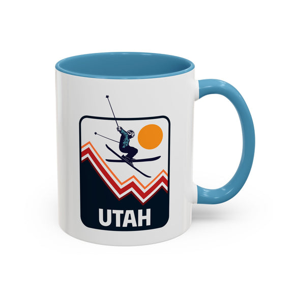 Utah Retro Snow Skiing Mountain 11 oz Mug, Ski Lodge Decor Coffee Cup, Mountain Lover Gift, Retro Skiing Mug