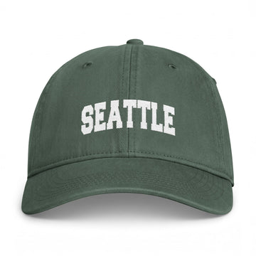 Seattle, Washington Washed Baseball Cap - Vintage Coastal Comfort Colors