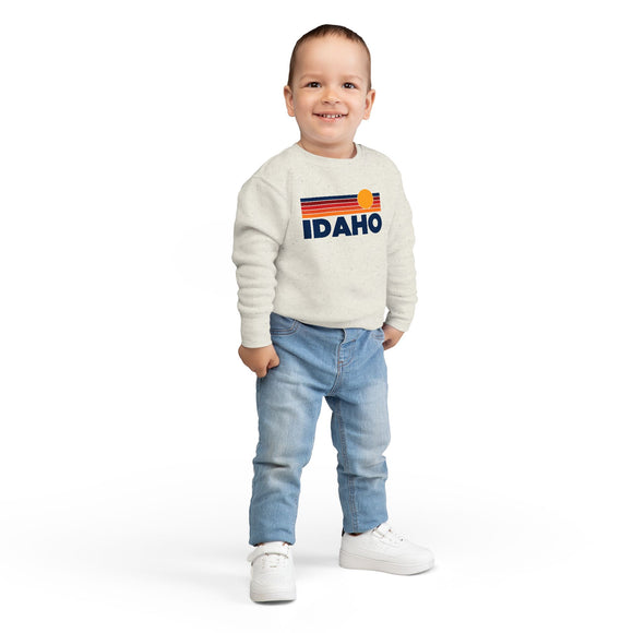 Idaho Toddler Sweatshirt - Retro Sun Idaho Toddler Crewneck Sweatshirt