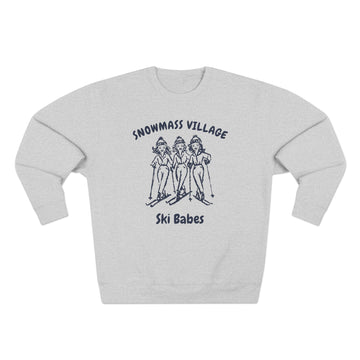Buy heather-grey Premium Snowmass Village, Colorado Ski Babes Sweatshirt
