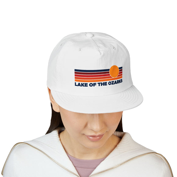 Lake of the Ozarks, Missouri retro sunset Surf Cap | vintage striped sun state hat