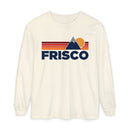 Frisco, Colorado Long Sleeve T-Shirt Retro Mountain, Unisex Frisco Unisex Garment-dyed Long Sleeve T-Shirt-1