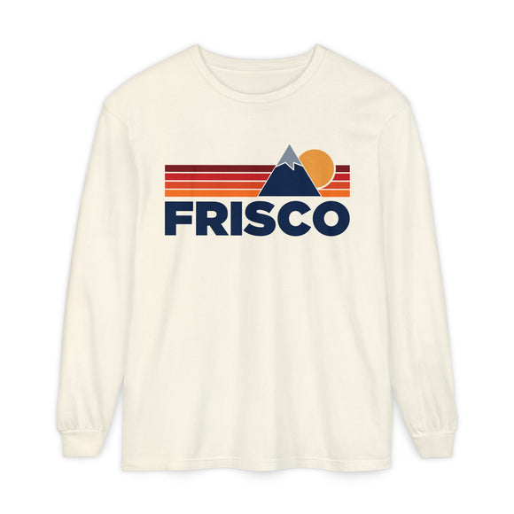 Frisco, Colorado Long Sleeve T-Shirt Retro Mountain, Unisex Frisco Unisex Garment-dyed Long Sleeve T-Shirt