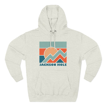 Buy oatmeal-heather Jackson Hole, Wyoming Hoodie - Retro Mountain Unisex Sweatshirt