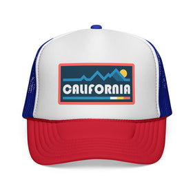 California Retro Mountains Trucker Hat - Vintage Style California Cap