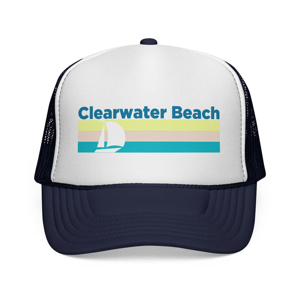 Clearwater Beach, Florida Retro Sailboat Trucker Hat