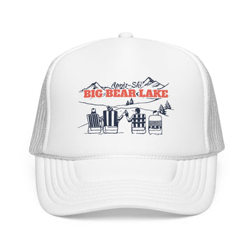 Buy white Big Bear Lake, California Après-ski Trucker Hat — Foam Mesh Cap