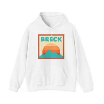 Buy white Breckenridge, Colorado Mountain Sun Hoodie - Unisex Hooded Sweatshirt, Travel Sweatshirt, Sunset