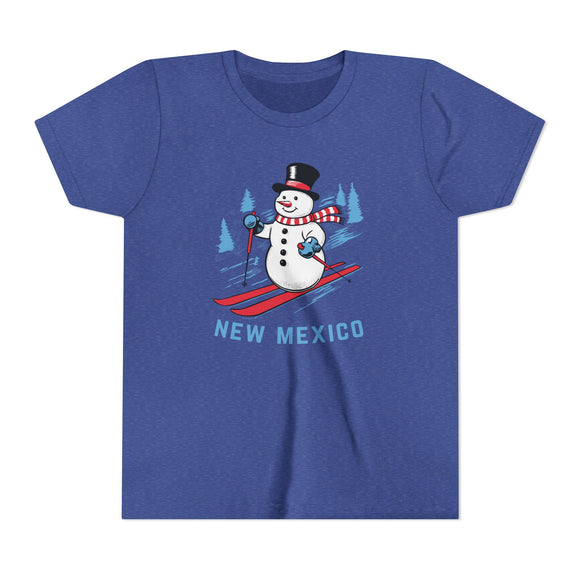 New Mexico Youth Skiing Snowman Tee - Kids T Shirt