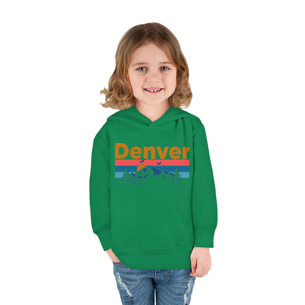 Denver Toddler Hoodie - Retro Mountain Sun Unisex Denver Toddler Sweatshirt