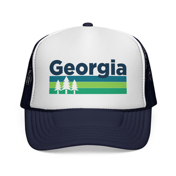 Buy dark-navy Georgia Retro Trees Trucker Hat - Vintage Style Georgia Cap