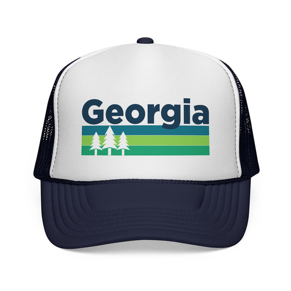 Georgia Retro Trees Trucker Hat - Vintage Style Georgia Cap