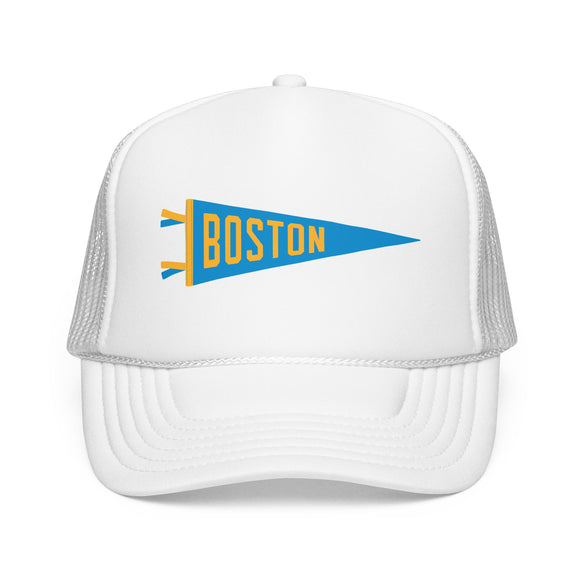 Boston, Massachusetts Pennant Trucker Hat — Retro Flag Foam Cap