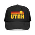 Kids Utah Retro Sunset Trucker Hat - Youth Snapback Cap on white background