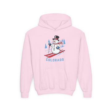 Buy light-pink Colorado Youth Hoodie - Skiing Snowman Kids Colorado Hooded Sweatshirt