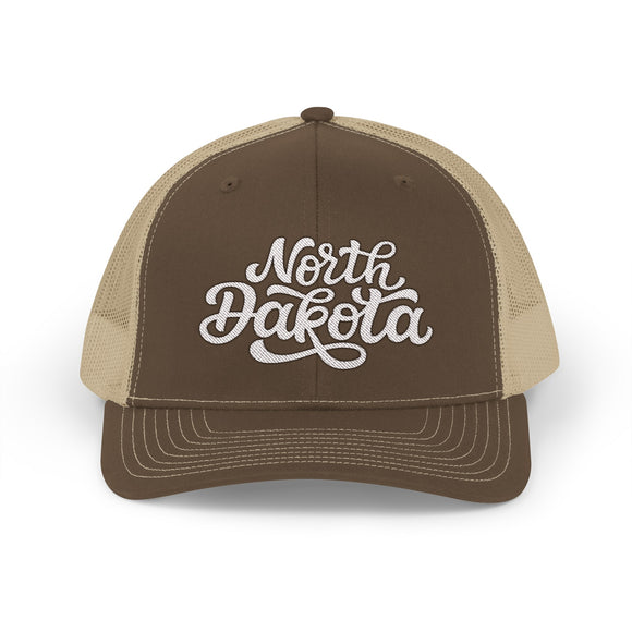 North Dakota Snapback Trucker Cap - Embroidered North Dakota Hat