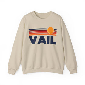 Vail, Colorado Sweatshirt Retro Sun Unisex - Vail Vintage Inspired Warm Pullover Jumper