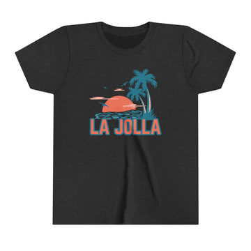 Buy dark-grey-heather La Jolla, California Youth Shirt - Retro Palm Tree La Jolla Kid's T-Shirt
