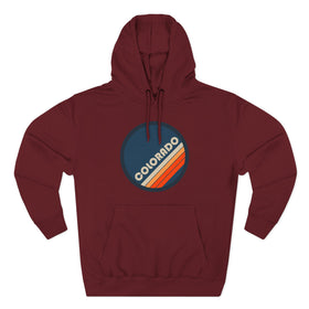 Buy burgundy Premium Colorado Retro Circle Hoodie — Vintage 70s Striped Logo Pullover