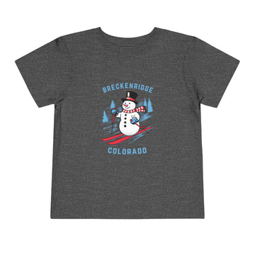Buy dark-heather-grey Breckenridge, Colorado Toddler Skiing Snowman Graphic Tee - Kids Breckenridge T-Shirt