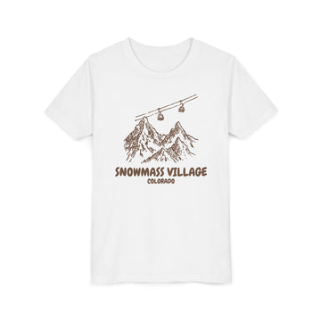 Snowmass Village, Colorado Youth T-Shirt — Vintage Gondola Ski Mountain Tee - 0