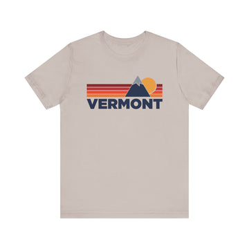 Buy heather-cool-grey Retro Vermont T-shirt, Mountain Tee, Vintage Vermont Unisex Jersey Shirt, Outdoor Hiking Apparel